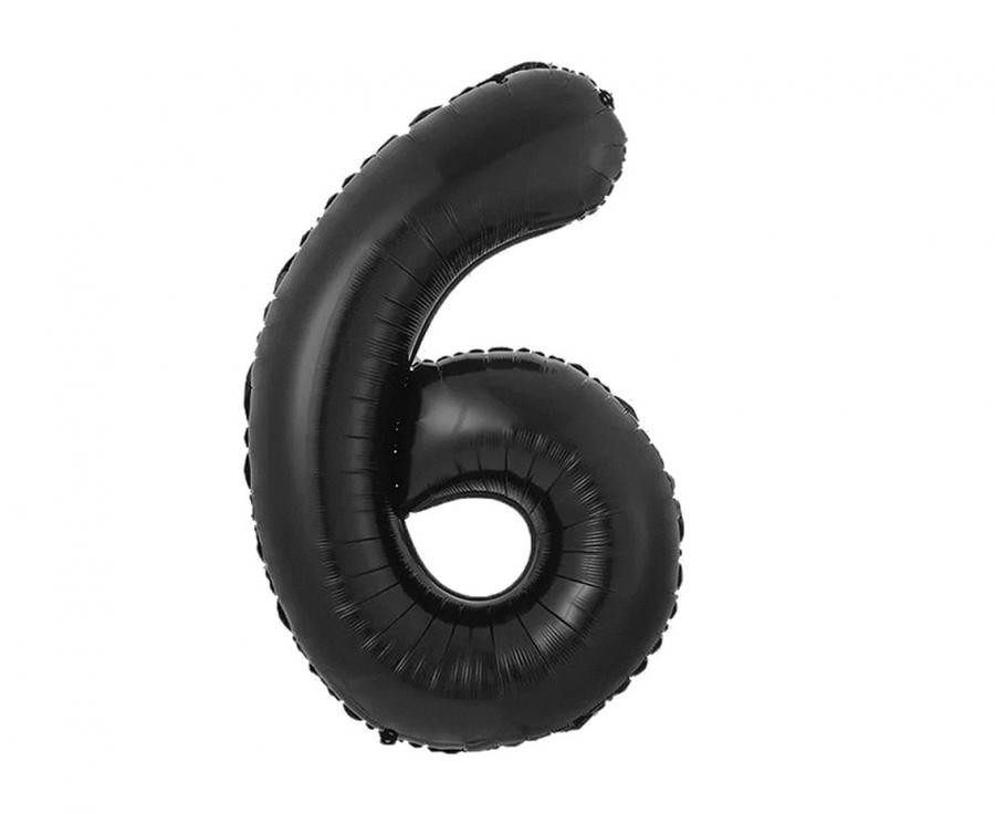 Balon Cyfra 6 / matowy czarny