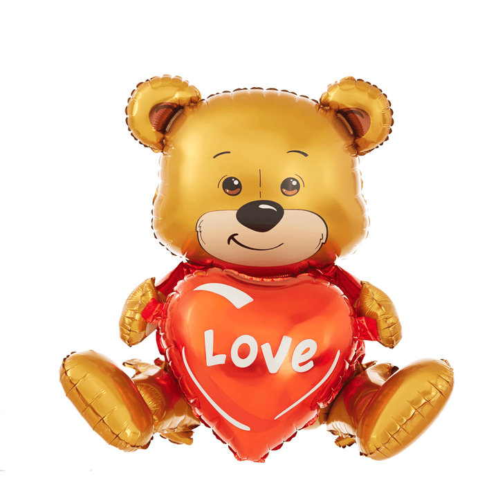 Balon siedzący Miś z sercem Love / 41x50x31 cm