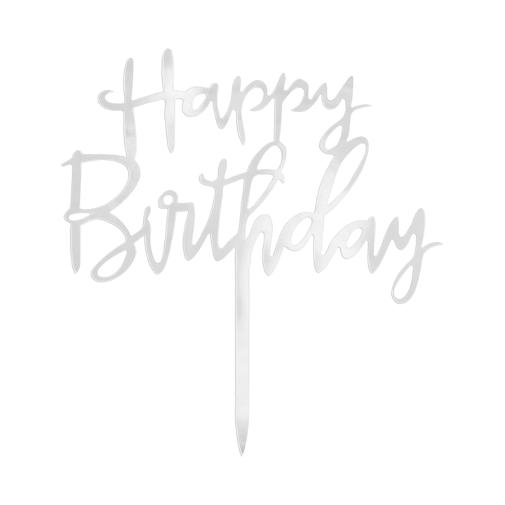 Srebrny topper lustrzany "Happy Birthday"